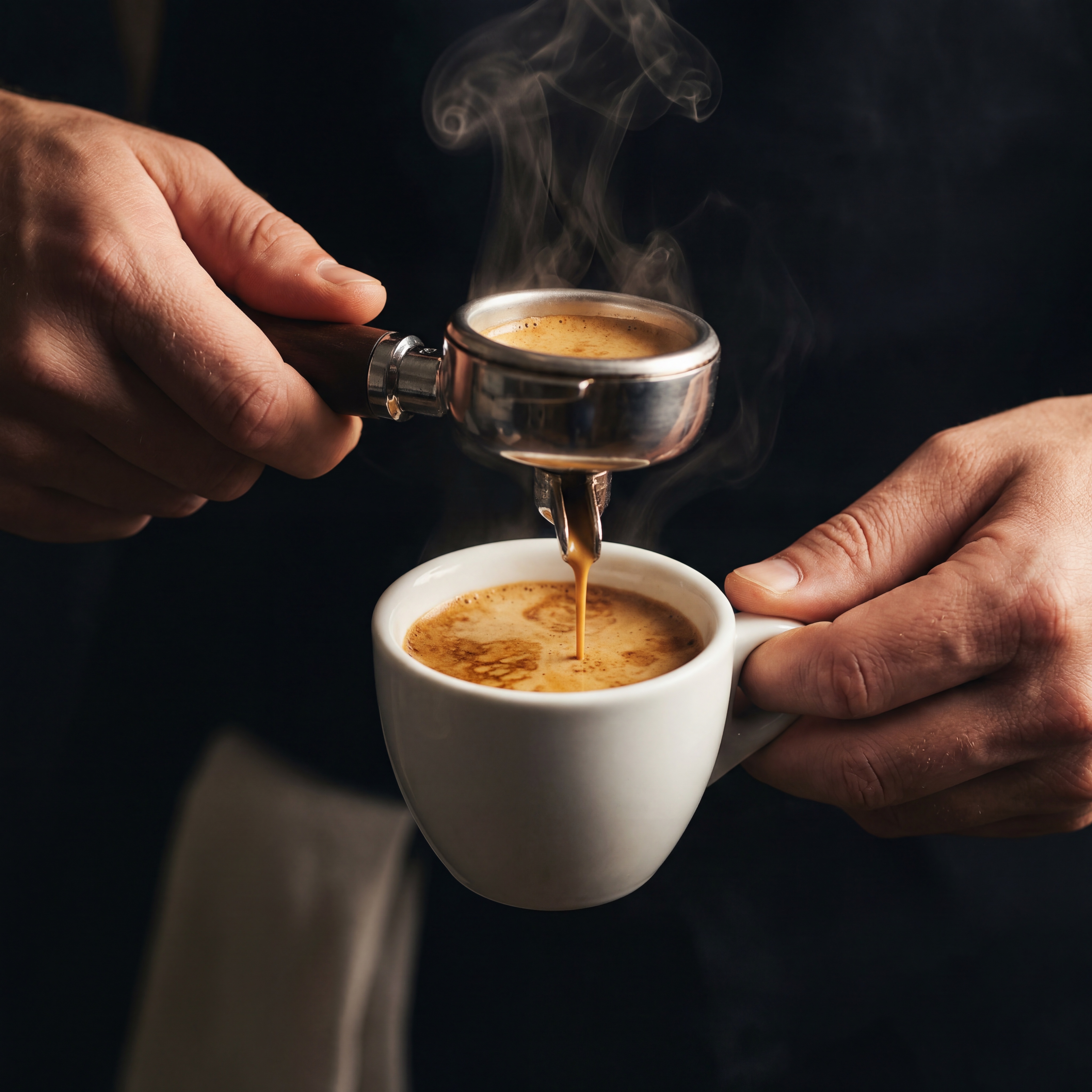 Barista pulling a perfect espresso shot
