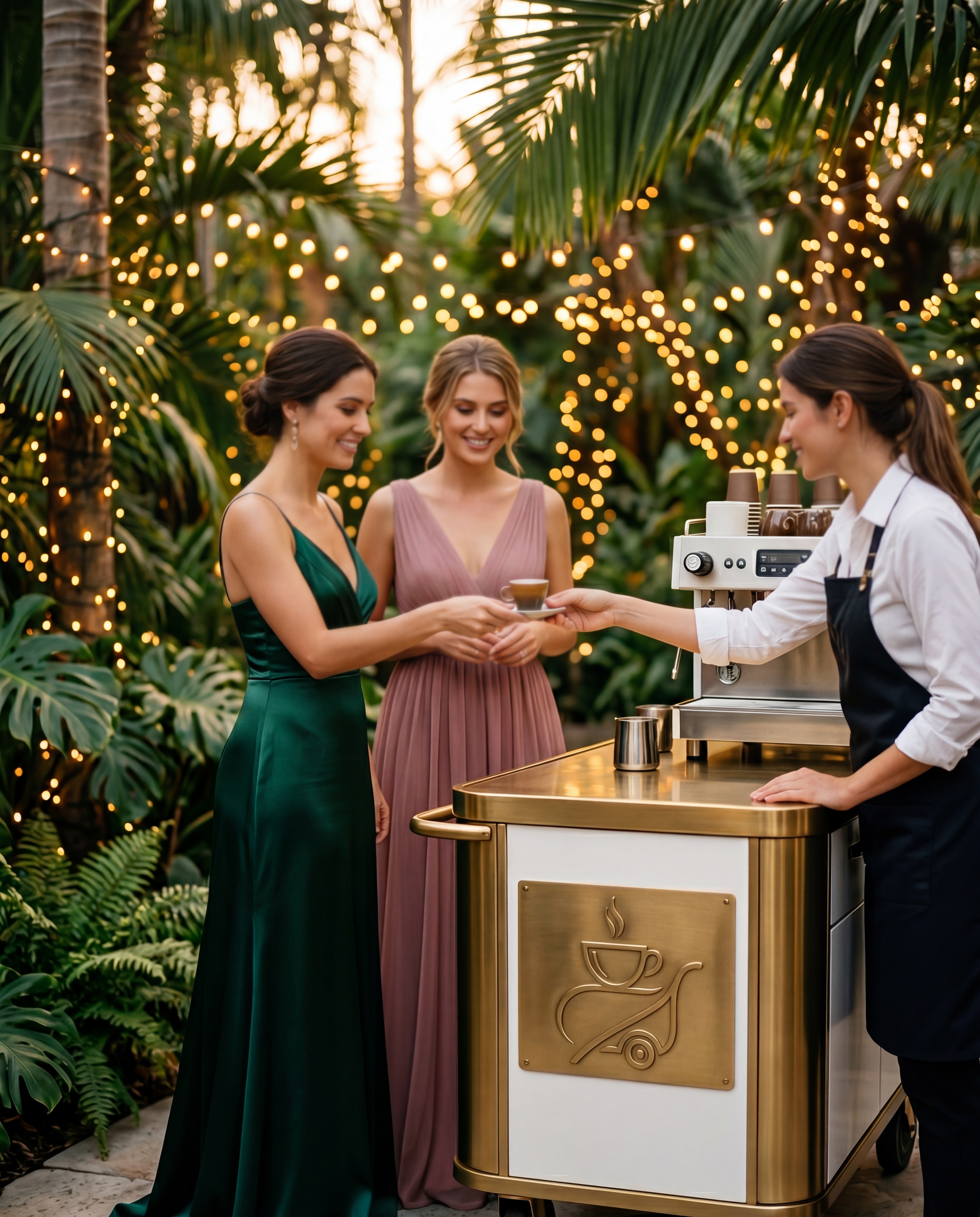 Guests receiving espresso at an elegant South Florida event